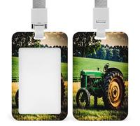 Old Tractor Badge Holder Waterproof Plastic ID Card Badge Holders with Lanyard Vertical Card Case Protector Pouch Clear Window Work Badges for Women Men