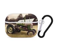 Old Tractor Photo Farm Airpod Pro Case Cover Wireless Earbuds Case Protective Cover with Keychain Compatible with AirPods 1st & 2nd Generation Full Protective, Front LED Visible White