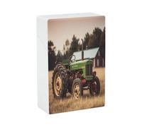 Old Tractor Photo Farm Cigarette Case Vintage Cigarette Holder Case for Men Women Cigarette Box Cigarettes Smoking Accessories 20 Capacity Container Storage Box for Smoke 97mm King Size