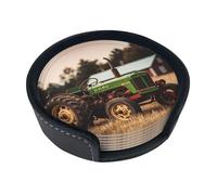 Old Tractor Photo Farm Coasters For Drinks Set Of 6 Leather Tea Cup Coaster Drink Coasters For Cup Kitchen Bar Home Decor Housewarming Gift