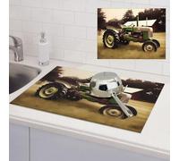 Old Tractor Photo Farm Dish Drying Mat for Kitchen Counter, Absorbent Microfiber Drainer Mats, Non-slip Kitchen Draining Mat for Coffee Machine Dish Rack Pad 24"x18" Dish Drainer Pad