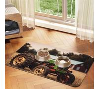 Old Tractor Photo Farm Dog Food Mats for Floors, 12x18 Inch Non-Slip Super Absorbent Pet Food Mat, Dishwasher Dog Mat for Food and Water, Cute Rubber Quick Dry Pet Feeding Mat for Dogs Puppy Cats