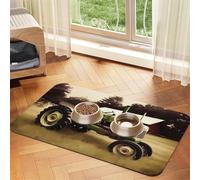 Old Tractor Photo Farm Dog Food Mats for Floors, 16x24 Inch Non-Slip Super Absorbent Pet Food Mat, Dishwasher Dog Mat for Food and Water, Cute Rubber Quick Dry Pet Feeding Mat for Dogs Puppy Cats
