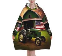 Old Tractor Photo Farm Hoodie Blanket Oversized Flannel Hoodie Super Soft Warm And Comfortable Blanket Sports Hoodie Ane Size Suitable For All Adult Men And Women