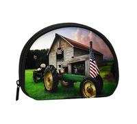 Old Tractor Photo Farm Minis Storage Bag Shell Wallet Small Coin Purse with Minis with Zipper Change Purse for Coin Keys You Can Also Store Any Small Objects You Want