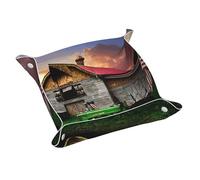 Old Tractor Photo Farm Print Leather Valet Tray For Women,Travel Organizer, Trinket Jewelry Cosmetic Organizer Tray