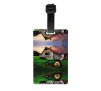Old Tractor Photo Farm Print Luggage Tags with Full Back Privacy Cover - Bright Suitcase Identifier for Travel, Cruise & More