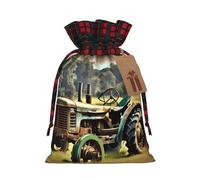 Old Tractor Photo Farm Print Reusable Gift Decor Bags Festive Drawstring Pouches Anniversaries Wedding Favors