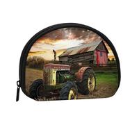 Old Tractor Photo Farm Printed Coin Purse for Women Cute Small Change Wallet Mini Coin Purses Pouch with Zipper