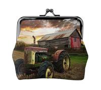 Old Tractor Photo Farm Printed Leather Kiss-Lock Wallet for Women - Compact and Secure Coin Purse