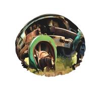 Old Tractor Photo Farm Printed Reusable Bathing Cap, Dual Layer Hair Cover For Long Thick Hair, 10.6in Headgear