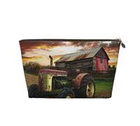 Old Tractor Photo Farm Printed Travel Cosmetic Bags with Gold Zipper Makeup Organizer Cosmetic Case Toiletry Bag for Women Mom Girls