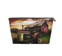 Old Tractor Photo Farm Printed Travel Cosmetic Bags with Silver Zipper Makeup Organizer Cosmetic Case Toiletry Bag for Women Mom Girls
