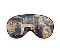 Old Tractor Photo Farm Sleep Mask Light Blocking Eye Cover Polyester Eye Mask with Elastic Strap Blindfold for Side Sleeper Sleeping Masks Face Hugging for Women Men Travel