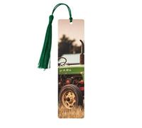 Old Tractor Photo Farm Wooden Bookmarks 5pcs with Dark Green Tassels Handmade Double-Sided Printed Book Marks Page Markers Book Accessories Gift for Book Lovers Women Men