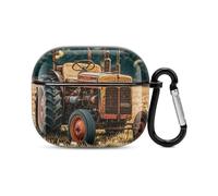 Old Tractor Photoes Farm Bluetooth Earbuds Case Cover Full Body Shockproof Protection Hard Case Support Wireless Charging with Keychain Personalized Gift for AirPods 3