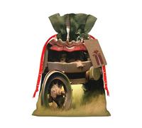 Old Tractor Photoes Farm Print Gift Reusable Drawstring Pouches For Party Favors Seasonal Winter Celebration Bags