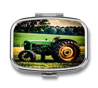 Old Tractor Pill Case Travel Portable Pocket Pill Box 2 Compartment Medicine Case Large Capacity Daily Pill Cases Vitamin Organizer Medicine Organizer Small Pill Box