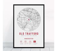 Old Trafford in Manchester Map | Framed & Prints Available | Minimalist Gift, Man Football FC Fan Poster Art Artwork Gift Decor Son Utd Brother Dad Granddad United Memorabilia Father's Day