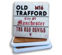 Old Trafford M16 Manchester Marble coaster | Manchester gift | Man Cave | The Red Devils, United gift idea Natural stone coaster UK seller (Old Traffoed)