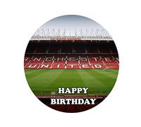 Old Trafford Pitch and Name Man Utd Personalised 8 inch Round PRECUT Easy Peel Edible Icing Cake Topper Decoration Birthday