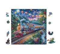 Old Train 100 Pc Classic Jigsaw Puzzle Puzzle for Adults Hard Challenging Hobby Home Decor Poster Smooth Wooden Cardboard 28x28cm