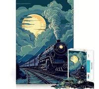 Old Train 1000 Piece Jigsaw Puzzles for Teenagers Jigsaw Memory Lift Light Relax Image Assembly (38x26cm)