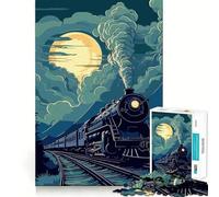 Old Train Jigsaw Puzzles 1000 Piece for Teenagers Reason Skill Toy Serene Time Exact Cut Amazing Present (38x52cm)