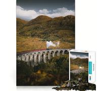 Old Train on A Bridge Jigsaw Puzzles 1000 Pieces for Teenagers Recall Boost Serene Time Smooth Cut Elegant Gift (50x75cm)