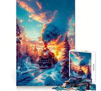 Old Train on The Tracks 1000 Piece Jigsaw Puzzles for Teenagers Jigsaw Smart Game Warm Time Image Assembly Lovely Gift (38x26cm)