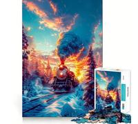 Old Train on The Tracks 1000 Piece Jigsaw Puzzles for Teenagers Jigsaw Smart Game Warm Time Image Assembly Lovely Gift (38x26cm)