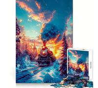 Old Train on The Tracks 1000 Pieces Jigsaws Adults Puzzles Gifts Think Game Leisure Fun Quality Edge Lovely Present (38x52cm)