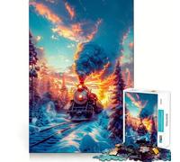 Old Train on The Tracks Jigsaw Puzzles 1000 Pieces for Teenagers Recall Boost Serene Time Smooth Cut Elegant Gift (50x75cm)