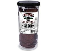 Old Trapper Peppered Double Eagle Beef Jerky | Traditional Style Real Wood Smoked Made From 100% Lean Beef | 1 Jar (80Piece), 80Count