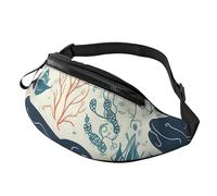 Old Treasure Map Fanny Pack for Women Men Fashion Waist Pack Adjustable Belt Bag for Workout Running Travelling Casual Waist Bag, Underwater Whale, One Size