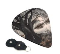 Old Tree By Lake Guitar Plectrums, 6 Guitar Plectrums, Double Sided Printing, For Acoustic Guitar, Bass, Ukulele, Electric Guitar (0.46 Mm 0.71 Mm 0.96 Mm)