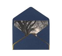 Old Tree By Lake Luxury Pearl Paper Greeting Card With Gold Border, Blank Inside, With Envelope - Birthday, Wedding, Christmas, Valentine