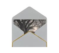 Old Tree By Lake Luxury Pearl Paper Greeting Card With Gold Border, Blank Inside, With Envelope - Birthday, Wedding, Christmas, Valentine