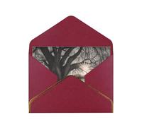 Old Tree By Lake Luxury Pearl Paper Greeting Card With Gold Border, Blank Inside, With Envelope - Birthday, Wedding, Christmas, Valentine