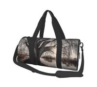 Old Tree by Lake Round Travel Duffel Bag - Large Capacity Durable Carry-On Bag for Vacation, Gym, Short Trips