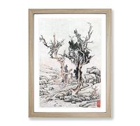 Old Trees By Wen Zhengming Asian Japanese Framed Print | A2 Oak Framed Wall Art | Ready to Hang | Asian Floral Picture | Living Room Bedroom Lounge Office