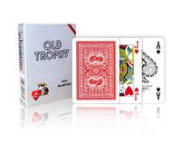 OLD TROPHY RED POKER PLAYING CARDS DECK PLASTIC MODIANO MAGIC TRICKS ITALY NEW