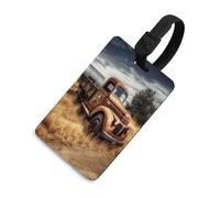 Old Truck Car Luggage Tags for Suitcases with Name ID Card, Privacy Protection Travel Suitcase Tags with Strap TPU Baggage Tags Luggage Identifier Travel Accessories, One Size