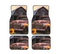 Old Truck Car Sunflower Car Floor Mats With Non-Slip Backing - Absorbent Interior Protector For Cars, Suvs & Vehicles - Easy To Clean, Durable Car Carpets