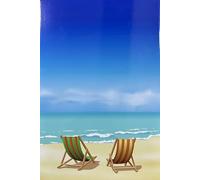 Old Tupton Ware Decorative Art Tile (19 x 29 cm) - Beach Deck Chairs