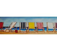 Old Tupton Ware Decorative Art Tile (Deck Chairs, 10 x 30 cm)