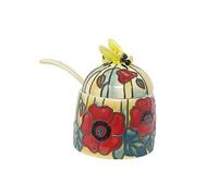 Old Tupton Ware Honey Pot With Spoon Jam Jar 1359 Preserves Yellow Red Poppy