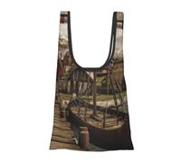 Old Viking Boat Foldable Shopping Bag In Pouch Reusable Shopping Bags