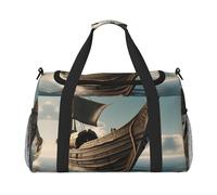 Old Viking Boat Hand Travel Bag - Large Reusable Shopping Tote Bag, Perfect for Outdoor Activities, Sports, Camping & Groceries, Black, One Size