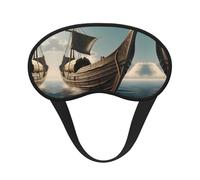 Old Viking Boat Print Blackout Sleep Mask - Side Sleeper Eye Cover, Soft Comfort, Perfect for Travel, Meditation